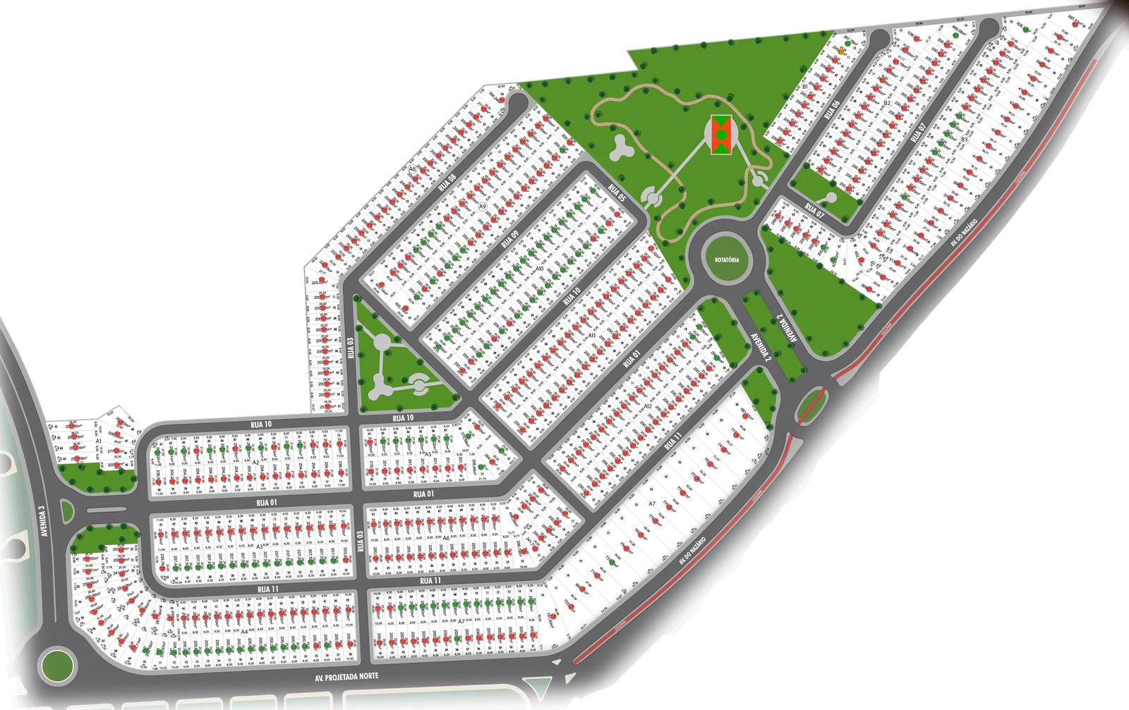 Mapa de implantação e disponibilidade de lotes — Canoas Park